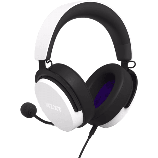 NZXT Relay Headset Wired White 40mm drivers Gaming (AP-WCB40-W2) - Hi-Res Audio Certified, DTS Headphone:X, 7.1 Surround Sound, Lightweight & Comfortable Design, Detachable Microphone