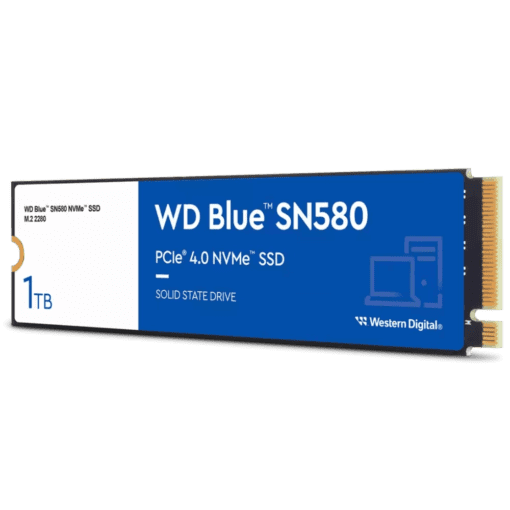 Western Digital WD Blue SN580 1TB SSD - M.2 NVMe, Gen4 x4 PCIe 16Gb/s, Up to 4,150 MB/s