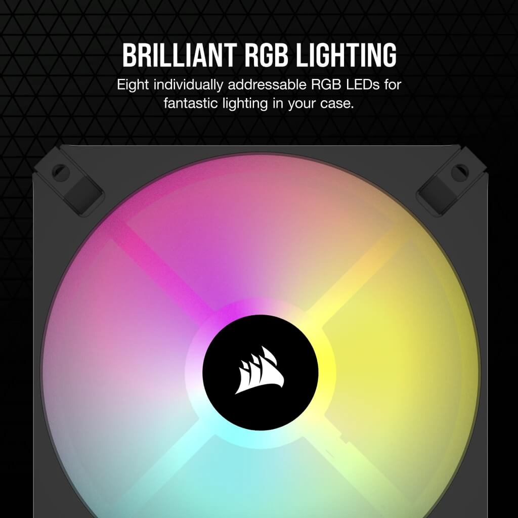 CORSAIR iCUE AR120 Digital RGB Single Pack Black Fan (CO-9050166-WW) - 1x iCUE to ARGB Adapter Cable included, 1x120mm 1850RPM Static Pressure RGB Fan 23 AR120 RGB BLK 03