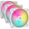 CORSAIR iCUE AR120 Digital RGB Triple Pack White Fan (CO-9050169-WW) - 1x iCUE to ARGB Adapter Cable included, 3x120mm 1850RPM Static Pressure RGB Fan