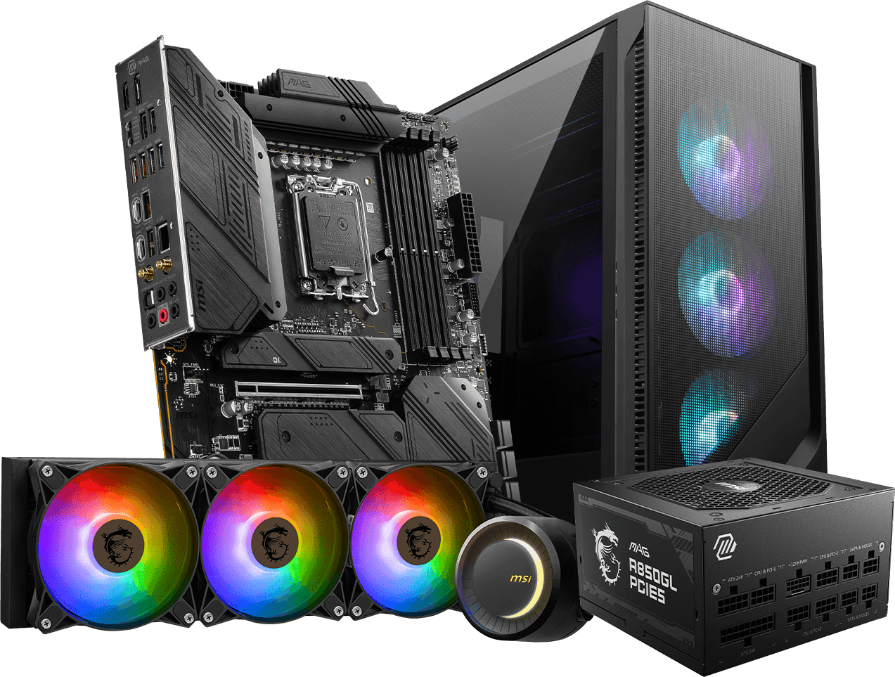 MSI MAG CORELIQUID E360 White AIO Liquid CPU Cooler - ARGB, 360mm radiator, 3 x 120mm ARGB PWN Fans 15 E360 pd