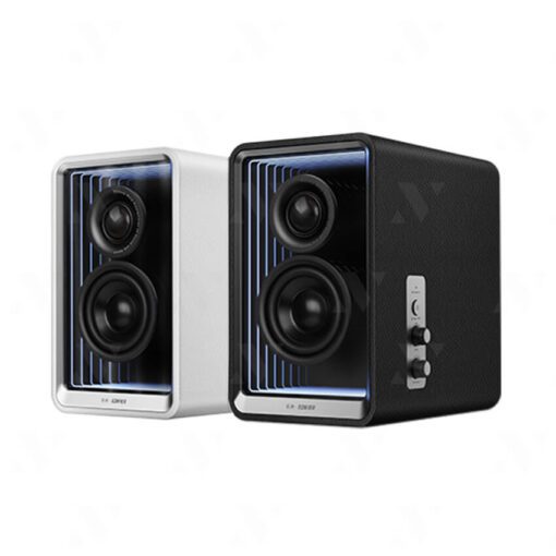 Edifier QR65 White Bookshelf Bluetooth Speaker - 2.0 Abyss Monitor Speaker, 70W RMS Hi-Res/Hi-Res Wireless, GaN Charger for 65W Fast Charging, Bluetooth/RCA/USB-A Input, Subwoofer Out, Light Effects
