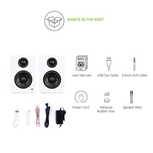Kanto YU2 Matte White 2.0 Speaker, Class D Amplifier 100W, 3.5mm Mini-jack AUX USB DAC