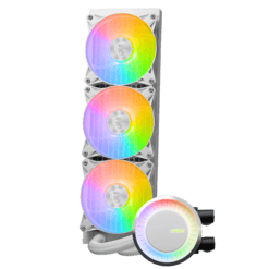 MSI MAG CORELIQUID E360 White AIO Liquid CPU Cooler - ARGB, 360mm radiator, 3 x 120mm ARGB PWN Fans 11 MAG CORELIQUID E360 White Product 4