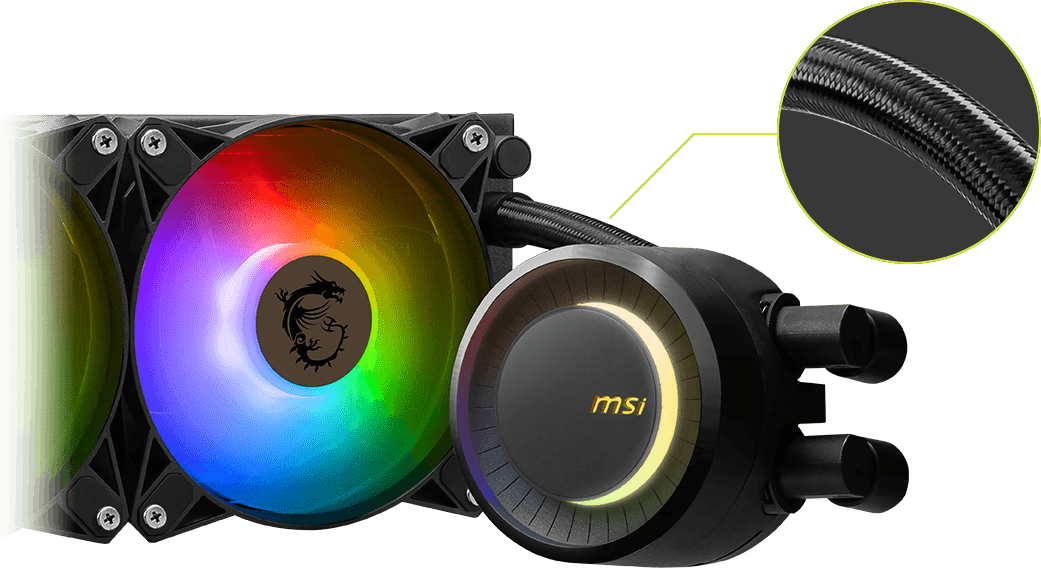 MSI MAG CORELIQUID E360 White AIO Liquid CPU Cooler - ARGB, 360mm radiator, 3 x 120mm ARGB PWN Fans 37 tubing