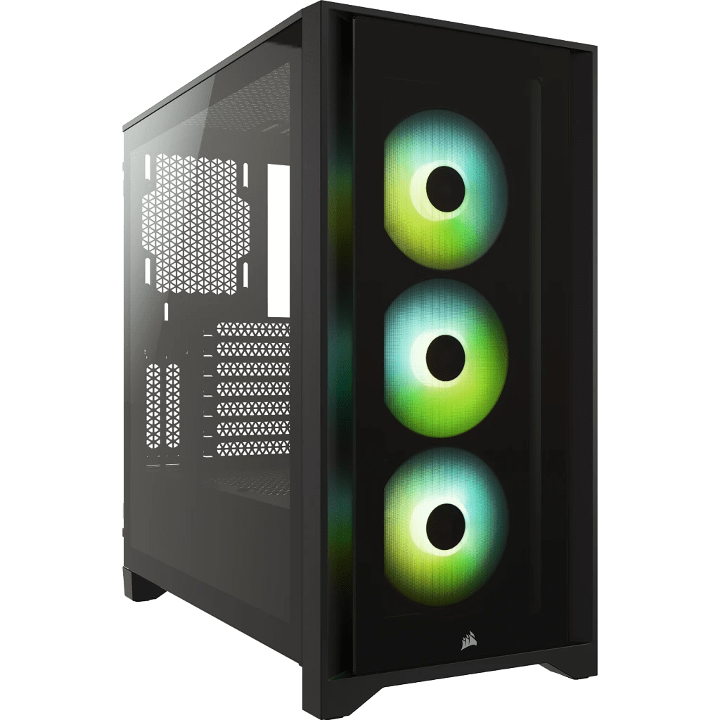 CORSAIR iCUE 4000X RGB Black ATX Mid-Tower PC Case - 3x SP120 RGB ELITE Fans, iCUE Lighting Node Core Controller, Mid Tower ATX 33 4000X BLACK 01