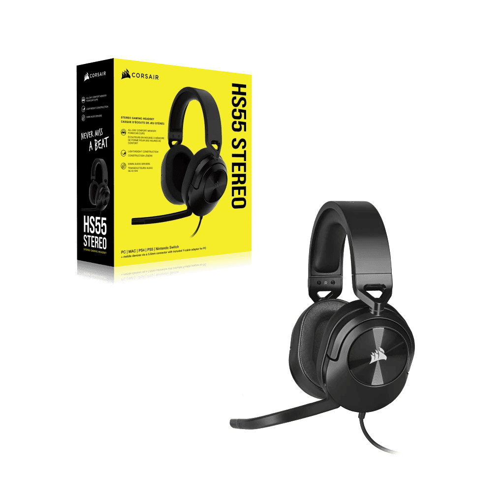 CORSAIR HS55 STEREO Wired Gaming Headset - Carbon (AP) 32 CA 9011260 AP 07
