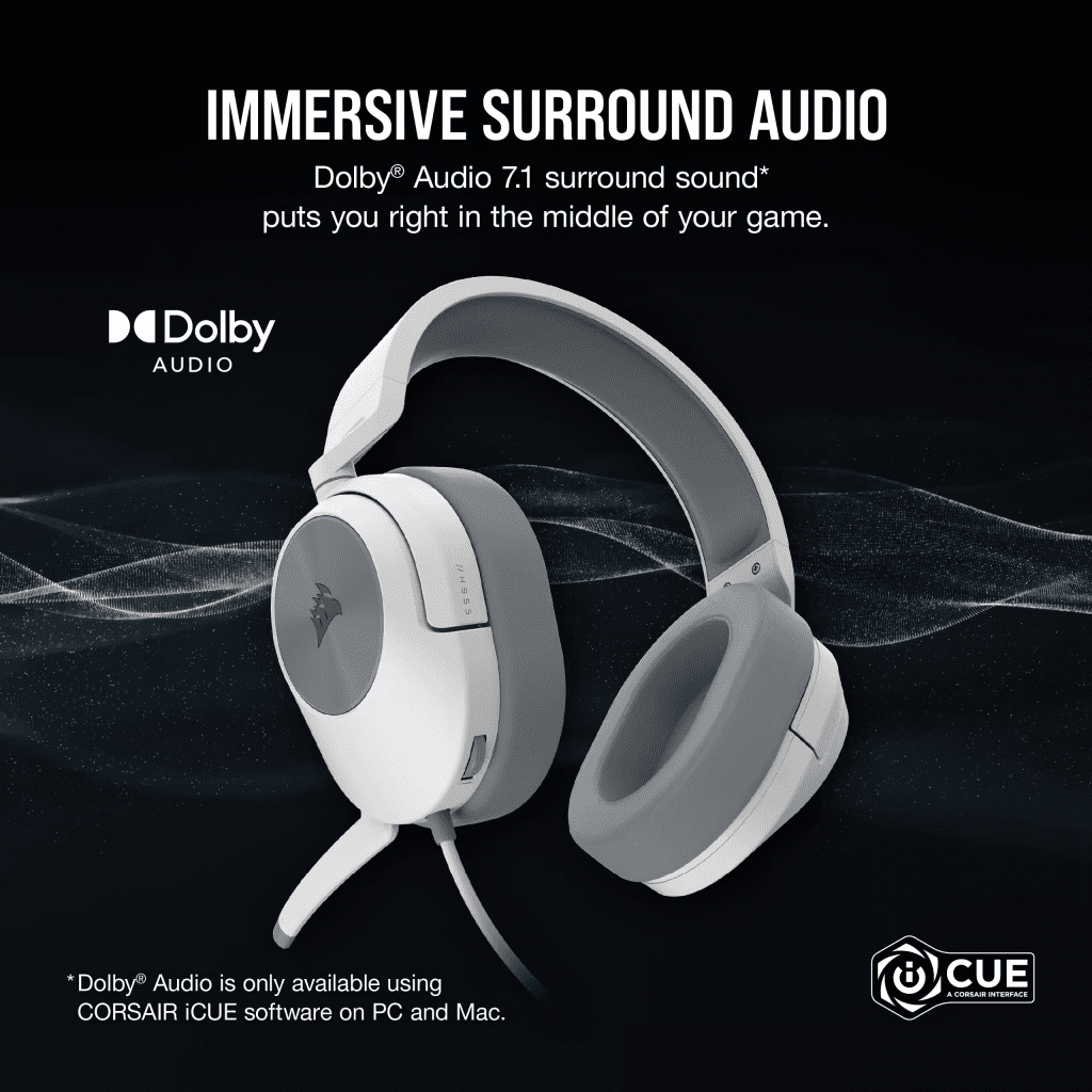 CORSAIR HS55 SURROUND Wired Gaming Headset - White (AP) 43 CA 9011266 AP 02