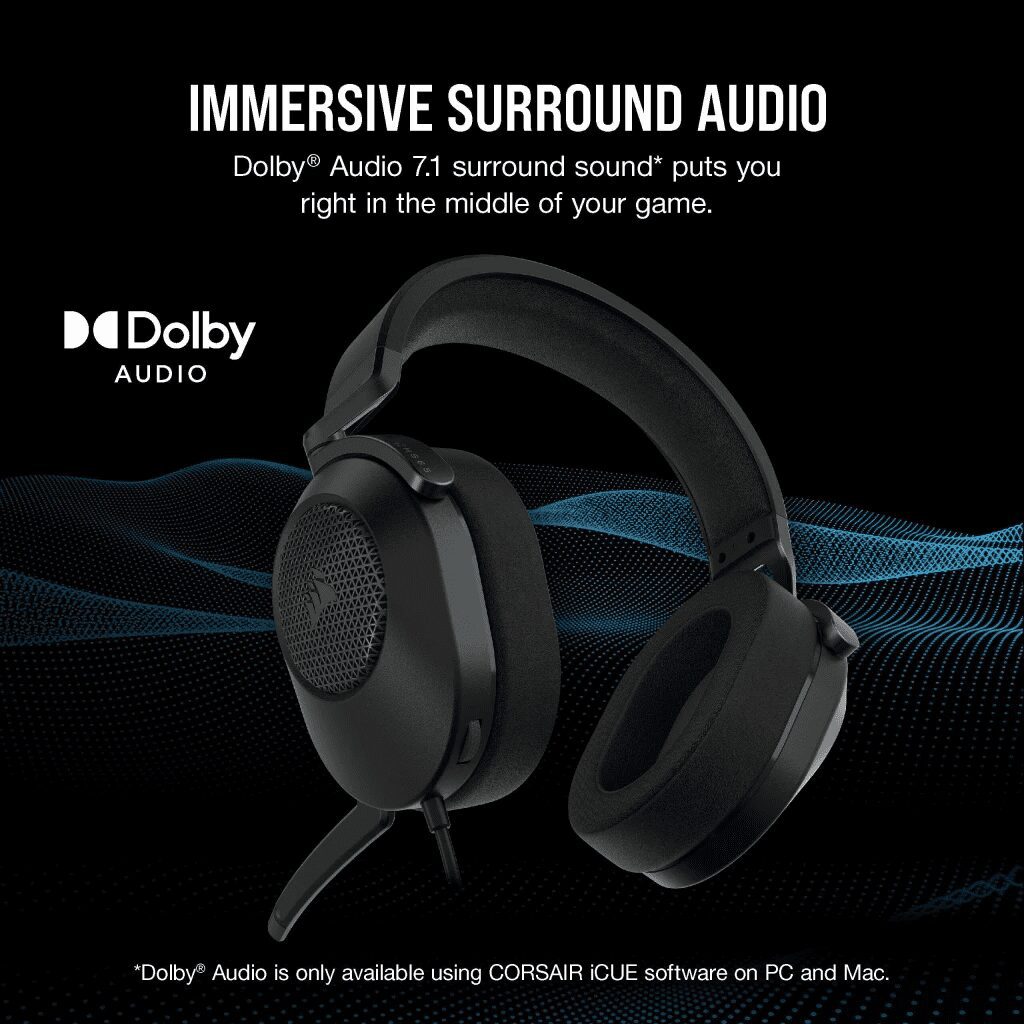 CORSAIR HS65 SURROUND Wired Gaming Headset - Carbon (AP) 53 CA 9011270 AP 03