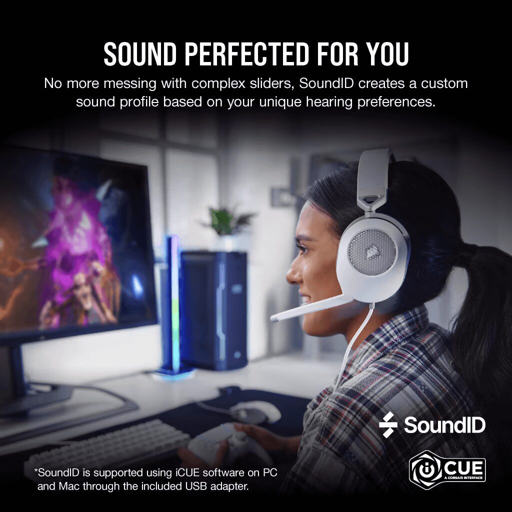 CORSAIR HS65 SURROUND Wired Gaming Headset - White (AP) 52 CA 9011271 CN 02