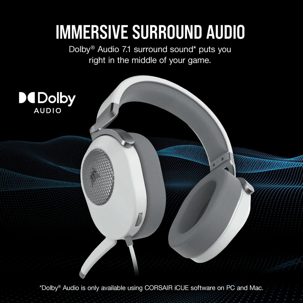 CORSAIR HS65 SURROUND Wired Gaming Headset - White (AP) 53 CA 9011271 CN 03