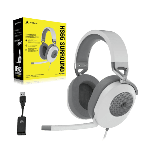 CORSAIR HS65 SURROUND Wired Gaming Headset - White (AP)
