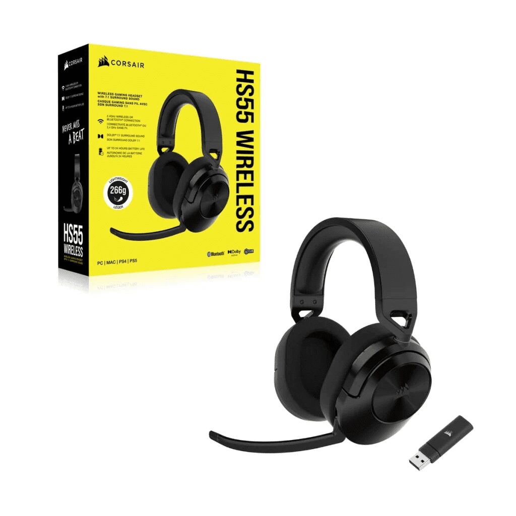 CORSAIR HS55 WIRELESS Gaming Headset - Carbon (AP) 41 HS55 WIRELESS Gaming Headset Carbon AP 6