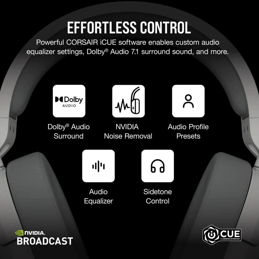 CORSAIR HS55 WIRELESS Gaming Headset - White (AP) 54 HS55 WIRELESS Gaming Headset White AP 5