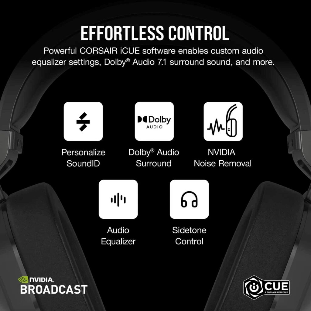 CORSAIR HS65 WIRELESS Gaming Headset - Carbon (AP) 63 HS65 WIRELESS Gaming Headset Carbon AP 6