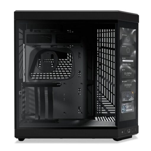 Hyte Y70 Touch Black Dual Chamber Modern Aesthetic Case - Black/Black Mid-Tower ATX size, 14.1" Integrated Touchscreen, Massive 4 Slot Vertical Graphics, Included Luxury PCIE 4.0 Riser Cable