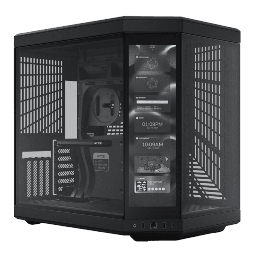 Hyte Y70 Touch Black Dual Chamber Modern Aesthetic Case - Black/Black Mid-Tower ATX size, 14.1" Integrated Touchscreen, Massive 4 Slot Vertical Graphics, Included Luxury PCIE 4.0 Riser Cable