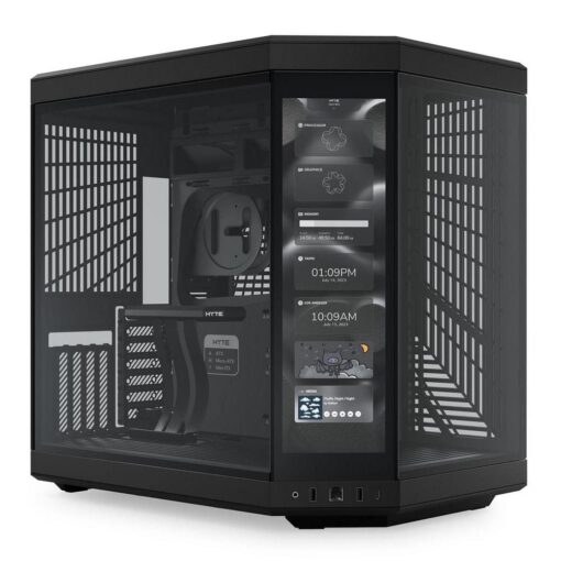Hyte Y70 Touch Black Dual Chamber Modern Aesthetic Case - Black/Black Mid-Tower ATX size, 14.1" Integrated Touchscreen, Massive 4 Slot Vertical Graphics, Included Luxury PCIE 4.0 Riser Cable