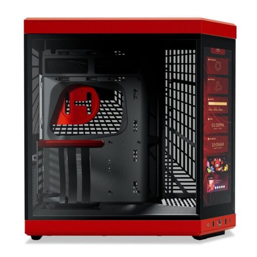 Hyte Y70 Touch Red Dual Chamber Modern Aesthetic Case - Black/Red Mid-Tower ATX size, 14.1" Integrated Touchscreen, Massive 4 Slot Vertical Graphics, Included Luxury PCIE 4.0 Riser Cable