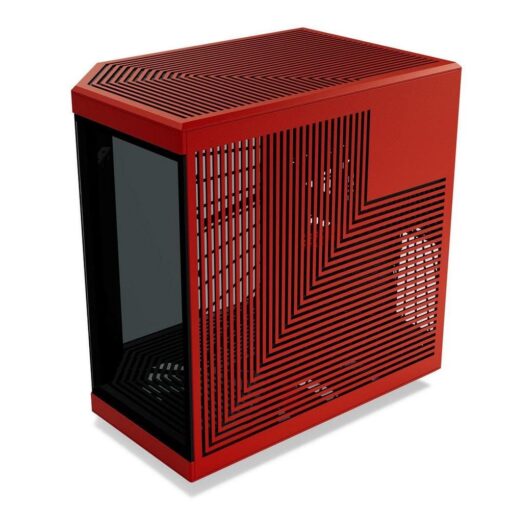 Hyte Y70 Touch Red Dual Chamber Modern Aesthetic Case - Black/Red Mid-Tower ATX size, 14.1" Integrated Touchscreen, Massive 4 Slot Vertical Graphics, Included Luxury PCIE 4.0 Riser Cable