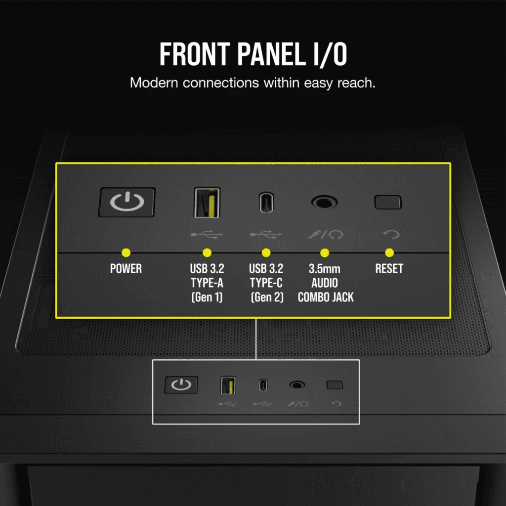 iCUE 4000D RGB AIRFLOW Mid Tower Case Black 3x AF120 RGB ELITE Fans iCUE Lighting Node PRO Controller High