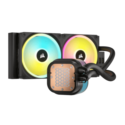 CORSAIR iCUE LINK H100i RGB Liquid CPU Cooler (CW-9061001-WW) - Black, 240mm radiator, 2x 120mm QX120 RGB fans, iCUE LINK System Hub included