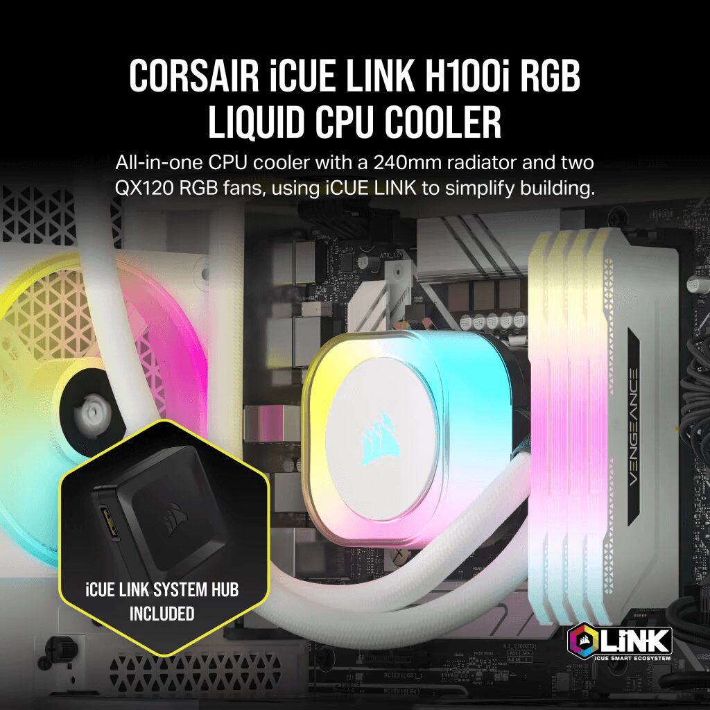 iCUE LINK H100i RGB WHITE 02