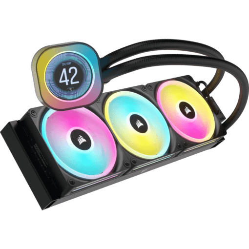 CORSAIR iCUE LINK H150i LCD Liquid CPU Cooler (CW-9061008-WW) - Black, 360mm radiator, 3x 120mm QX120 RGB fans, iCUE LINK System Hub included