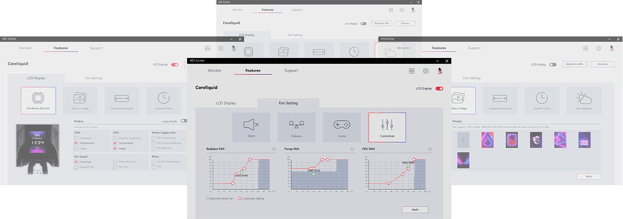 mpg coreliquid control screen