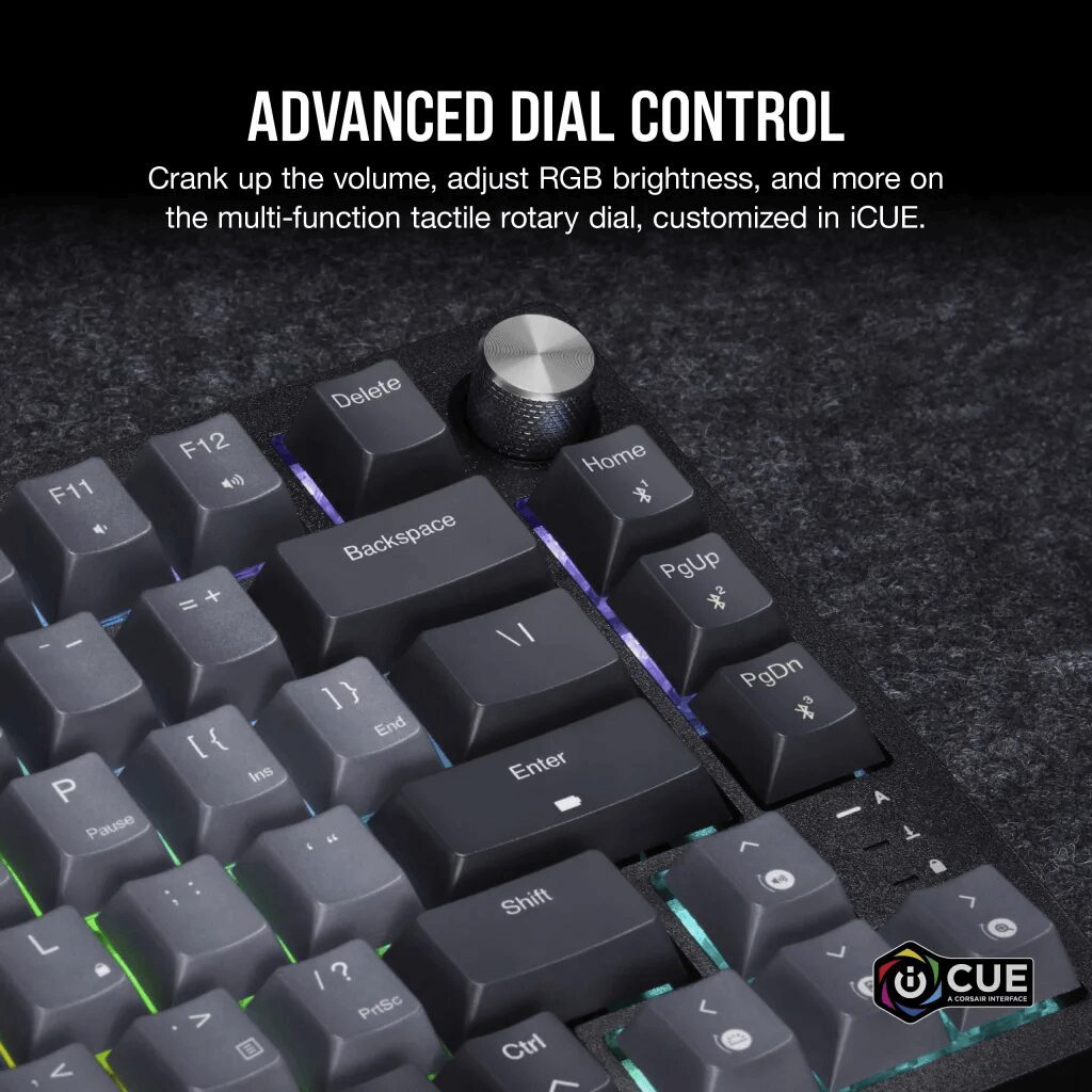 CORSAIR K65 PLUS WIRELESS Black Gold Gaming Keyboard - 75% RGB, PreLub MLX Red Linear Switches, Top Mounted, Dual-Layer Sound Dampening, PBT Keycaps, QWERTY NA 40 K65 PLUS WIRELESS 06