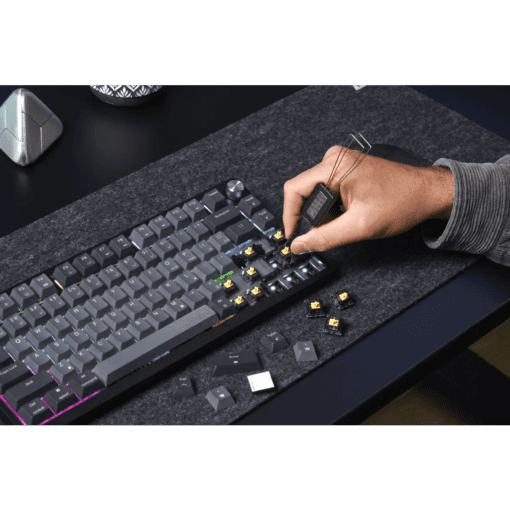 CORSAIR K65 PLUS WIRELESS Black Grey Gaming Keyboard - 75% RGB, PreLub MLX Red Linear Switches, Top Mounted, Dual-Layer Sound Dampening, PBT Keycaps, QWERTY NA