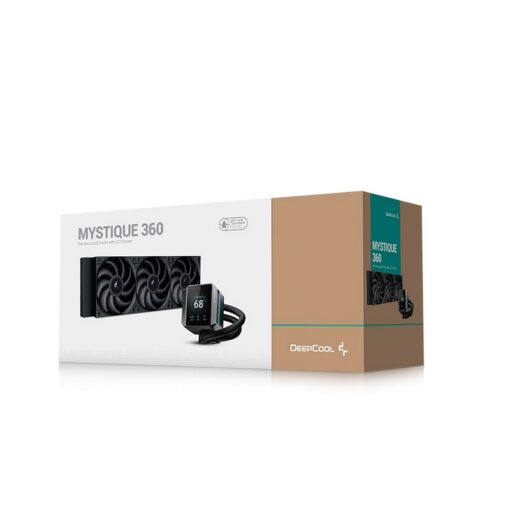 DeepCool MYSTIQUE 360 AIO Liquid CPU Cooler - Black, 360mm Radiator, 5th Gen Pump 3400RPM AIO 2.8" 640x480 TFT LCD Screen, Anti-Leak Tech, FT12 SE PWM Fans