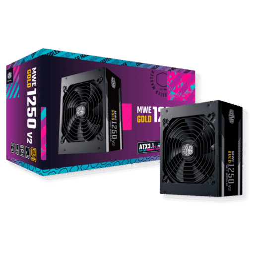 Cooler Master MWE Gold 1250 V2 ATX3.1 Fully Modular PSU - 1250W, 80+ Gold, Quiet 140mm FDB Fan, 2 EPS Connectors, High Temperature Resilience