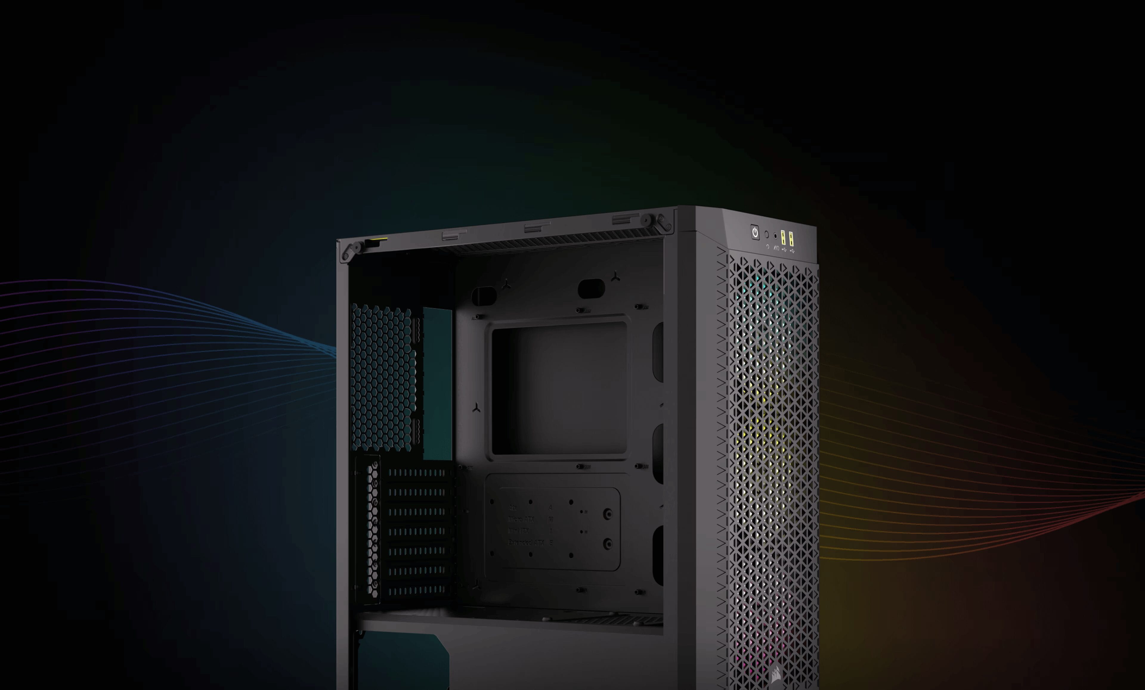 CORSAIR 480T RGB Airflow Tempered Glass Mid-Tower Case 30 Panel3 background