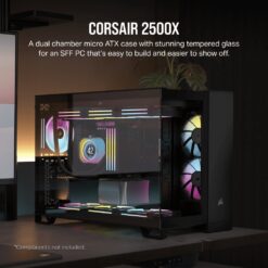 CORSAIR 2500X Black - Dual Chamber, Tempered Glass, mATX Mid Tower Case 15 2500X BLACK RENDER 02