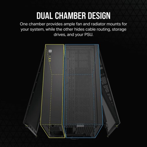 CORSAIR 2500X Black - Dual Chamber, Tempered Glass, mATX Mid Tower Case