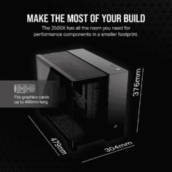 CORSAIR 2500X Black - Dual Chamber, Tempered Glass, mATX Mid Tower Case 19 2500X BLACK RENDER 06