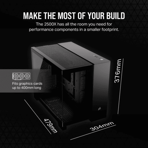 CORSAIR 2500X Black - Dual Chamber, Tempered Glass, mATX Mid Tower Case