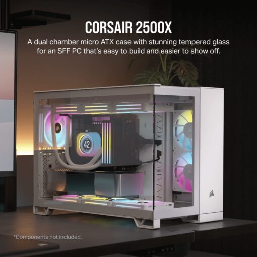 CORSAIR 2500X White - Dual Chamber, Tempered Glass, mATX Mid Tower Case