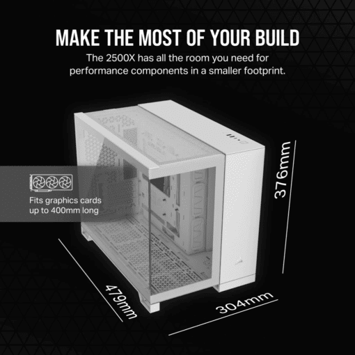 CORSAIR 2500X White - Dual Chamber, Tempered Glass, mATX Mid Tower Case