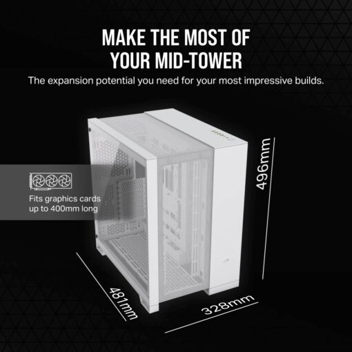 CORSAIR 6500D Airflow White - Dual Chamber, Tempered Glass, Mid Tower ATX Case