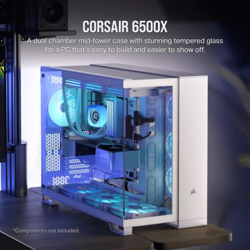 CORSAIR 6500X White - Dual Chamber, Tempered Glass, Mid Tower ATX Case