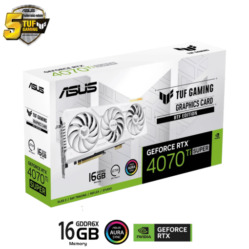 ASUS TUF Gaming GeForce RTX 4070Ti SUPER BTF White Edition 16GB GDDR6X (TUF-RTX4070TIS-16G-BTF-WHITE) Graphics Card