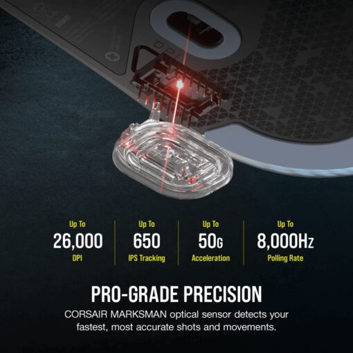 CORSAIR M75 Lightweight RGB Gaming Mouse (AP) - Black, MARKSMAN 26K, Wired USB 2.0 Type-A port connection, iCUE support