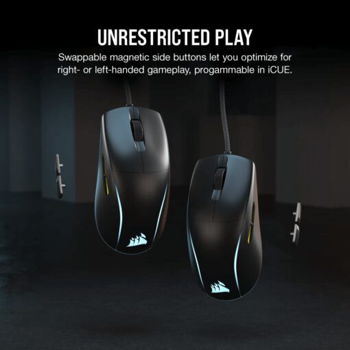 CORSAIR M75 Lightweight RGB Gaming Mouse (AP) - Black, MARKSMAN 26K, Wired USB 2.0 Type-A port connection, iCUE support