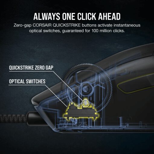 CORSAIR M75 Lightweight RGB Gaming Mouse (AP) - Black, MARKSMAN 26K, Wired USB 2.0 Type-A port connection, iCUE support