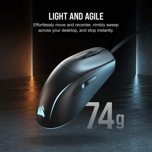 CORSAIR M75 Lightweight RGB Gaming Mouse (AP) - Black, MARKSMAN 26K, Wired USB 2.0 Type-A port connection, iCUE support