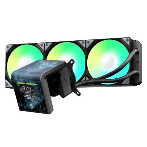 TRYX PANORAMA SE ARGB 360 BLACK AIO Liquid CPU Cooler - 6.5inch curved screen, 360mm radiator, Asetek Adela pump, 3x ARGB Gen2 Fans