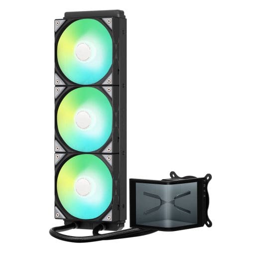TRYX PANORAMA SE ARGB 360 BLACK AIO Liquid CPU Cooler - 6.5inch curved screen, 360mm radiator, Asetek Adela pump, 3x ARGB Gen2 Fans