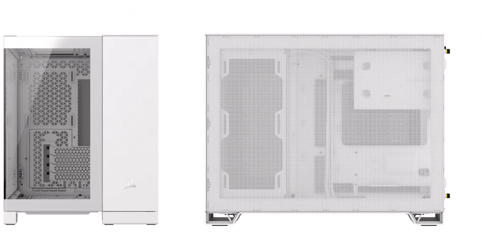 CORSAIR 2500X White - Dual Chamber, Tempered Glass, mATX Mid Tower Case 34 Panel09 Grouped 1 2